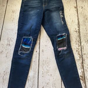 serape patched jeans size 6